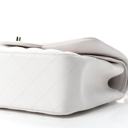 Chanel Caviar Quilted Jumbo Double Flap White 7 of 10