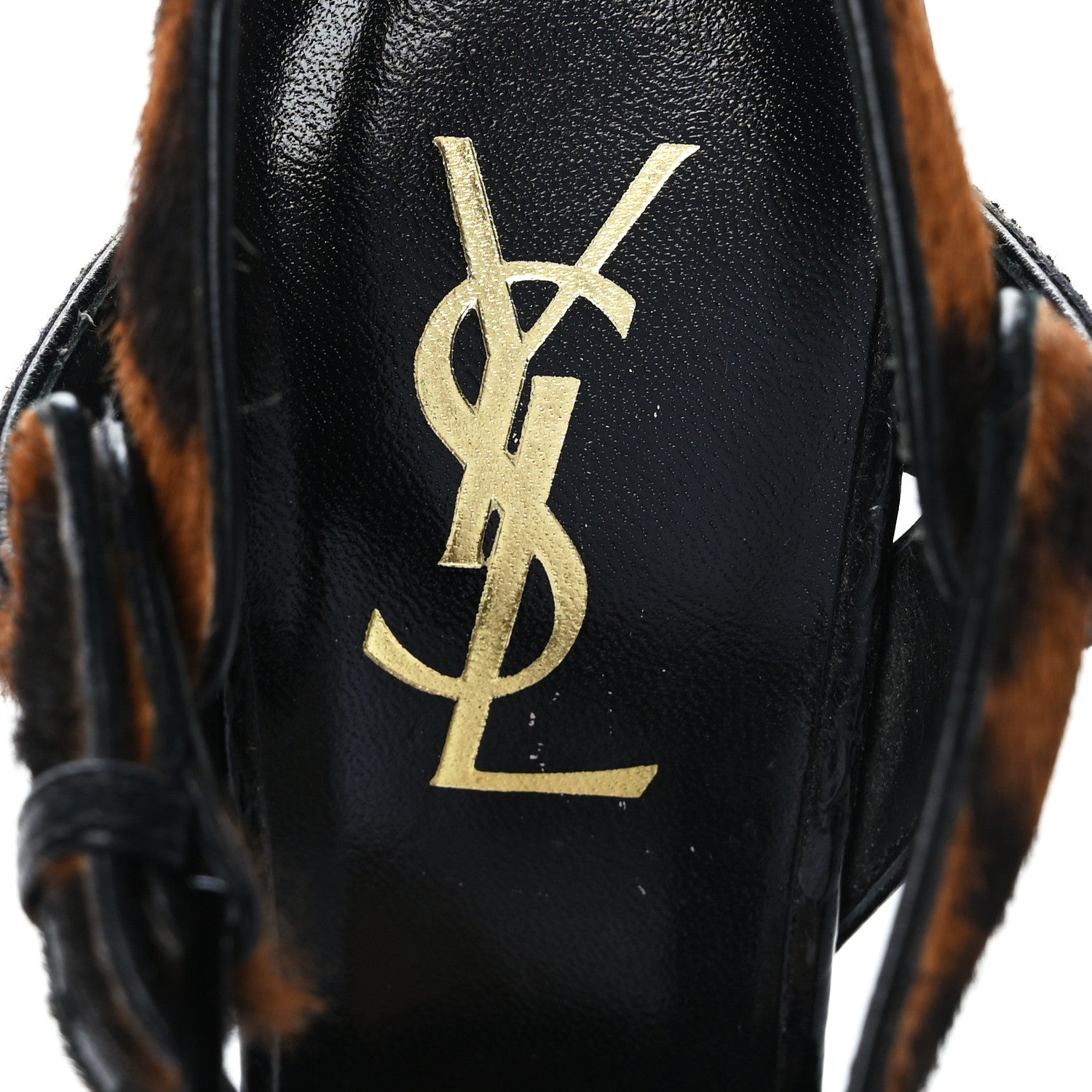 Saint Laurent Pony Hair Leopard Print Tribute 105 Platform Sandals 36 Naturale 7 of 7