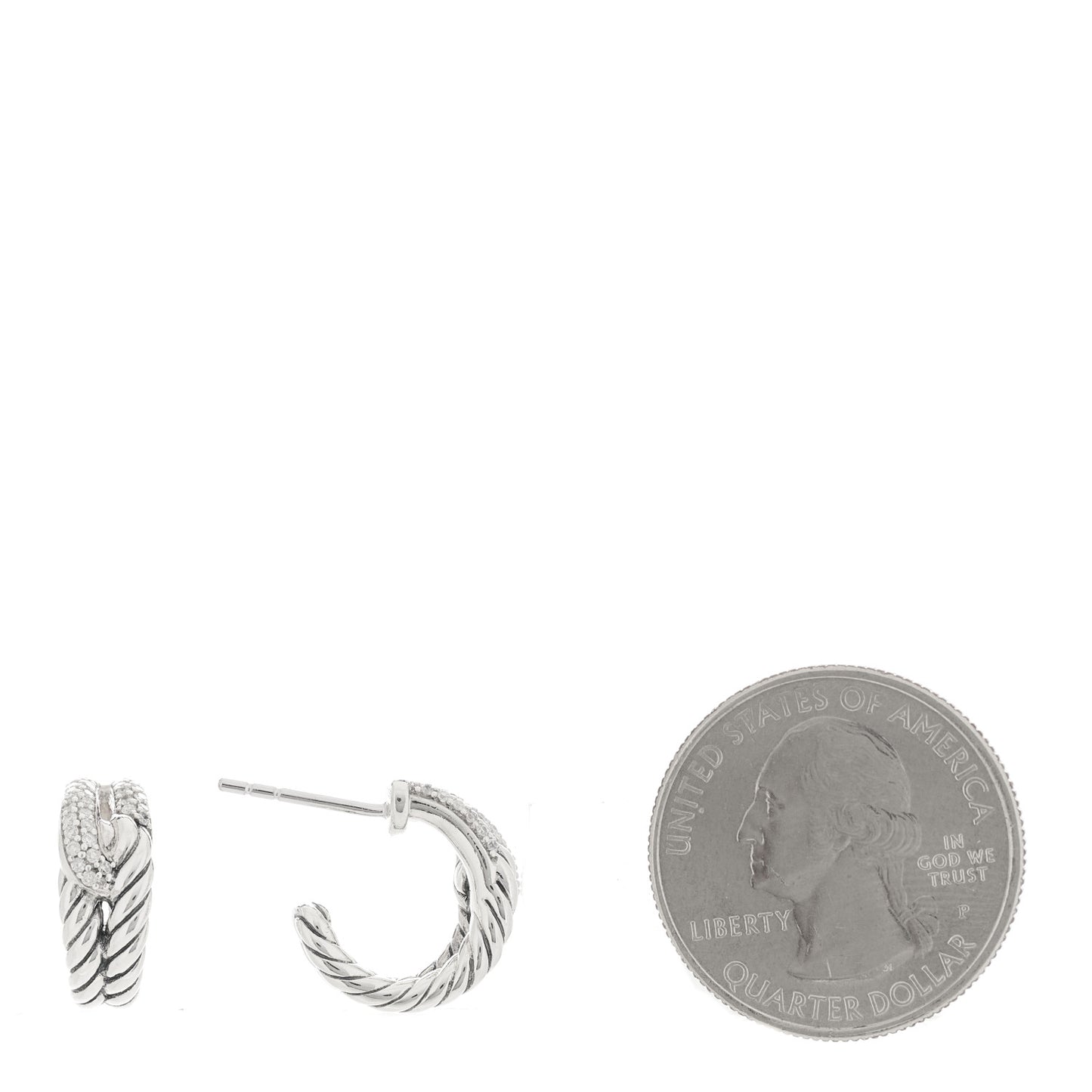 DAVID YURMAN Sterling Silver Diamond Labyrinth Hoop Earrings