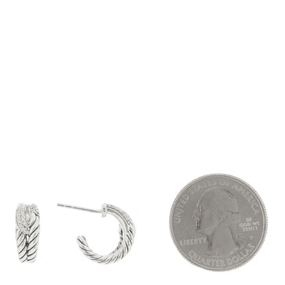 David Yurman DAVID YURMAN Sterling Silver Diamond Labyrinth Hoop Earrings 2 of 4