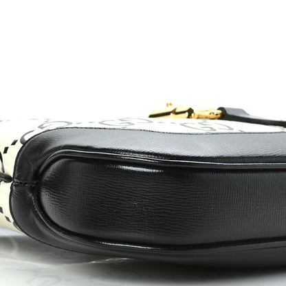 Gucci Azalea Calfskin GG Monogram Bi-Color Debossed Small Jackie 1961 Hobo Mystic White Black 8 of 9