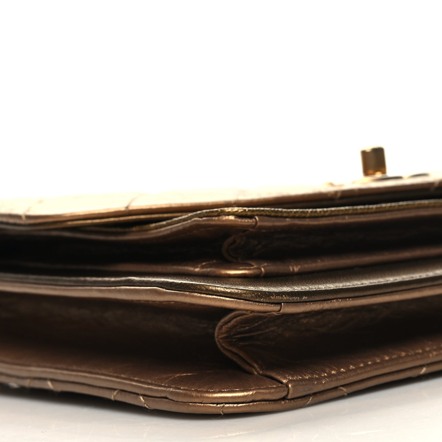 Metallic Calfskin Caviar Quilted Mini Chain Handle Flap Gold