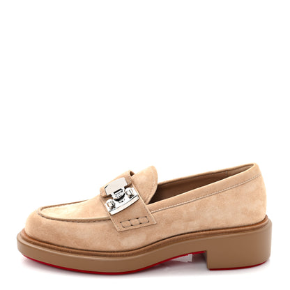 Christian Louboutin Suede Mens Urban Moc Lock Loafers 38 Beige 1 of 9