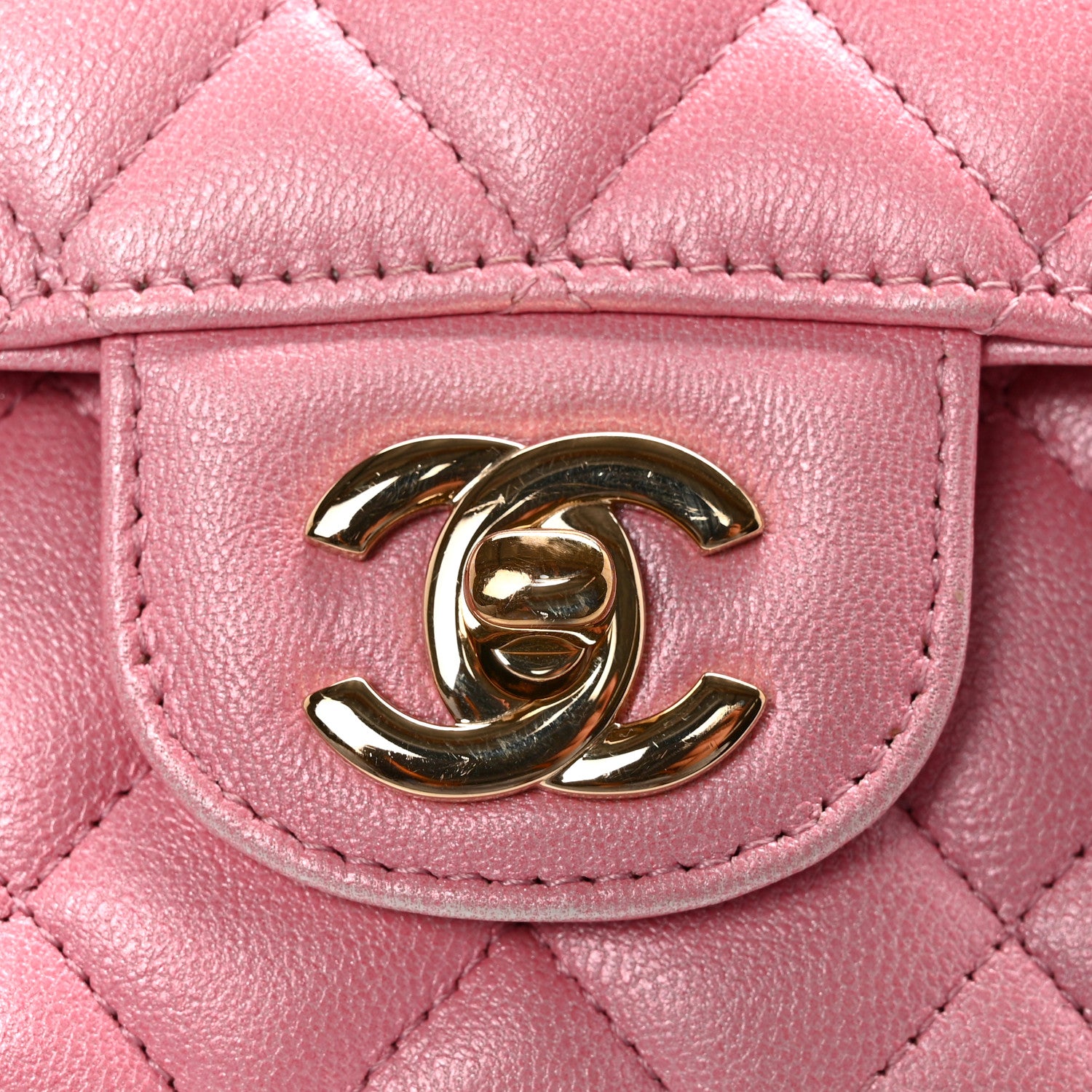 ✨希少✨CHANEL 4092 ピンク ハーフリム ココマーク ラインストーン Chanel Cloudy Pearly Goatskin Quilted Medium Double Flap Pink