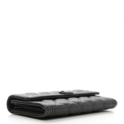 Chanel Caviar Quilted Large Boy Gusset Flap Wallet Charcoal 4 of 10
