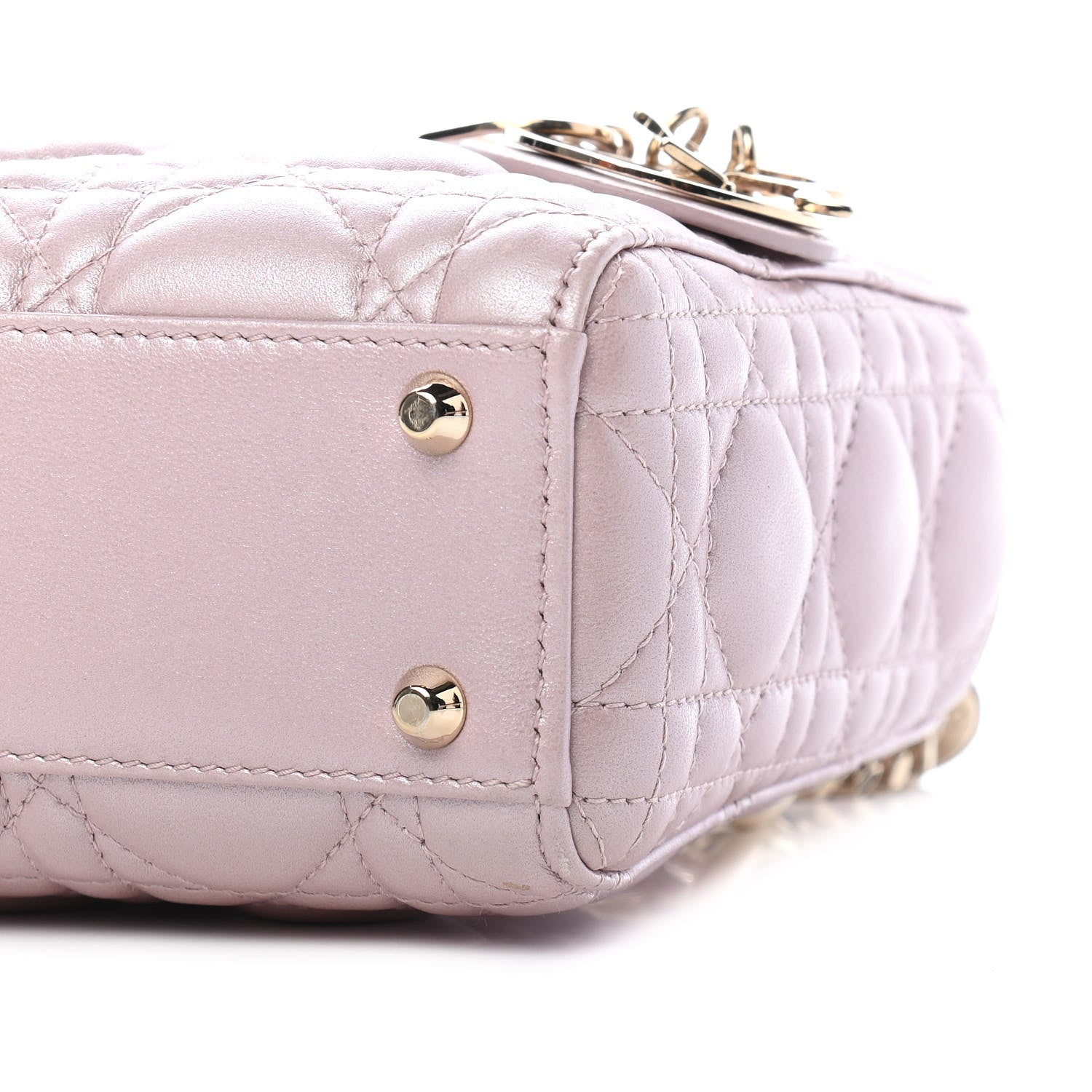 Christian Dior Metallic Lambskin Cannage Mini Lady Dior Lotus 9 of 12
