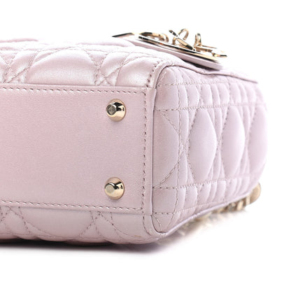 Christian Dior Metallic Lambskin Cannage Mini Lady Dior Lotus 9 of 12