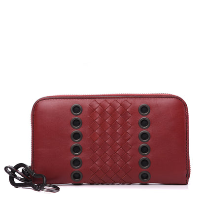 Bottega Veneta Nappa Intrecciato Eyelets Zip Around Wallet Baccara Rose 1 of 9