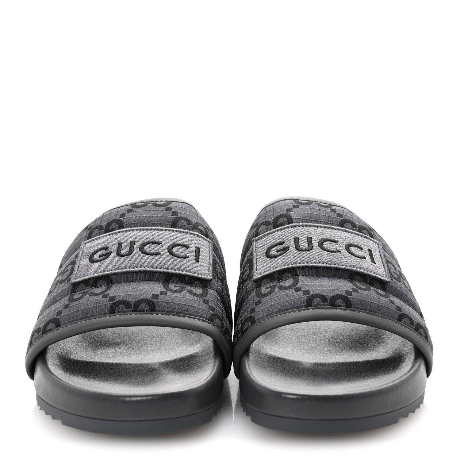 Gucci Monogram Ripstop Demetra Mens Slide Sandals 8 Grey Black 3 of 10