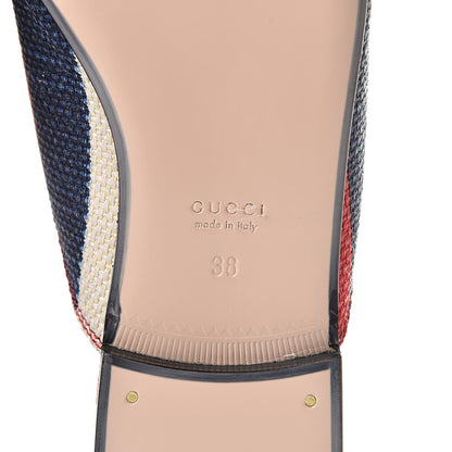 Gucci Canvas Sylvie Stripe Womens Princetown Slippers 38 Mystic White Hibiscus Red Maritime 6 of 8