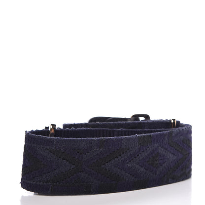 Valentino Garavani Canvas Geometric Embroidered Rockstud Guitar Strap Black Blue 2 of 3