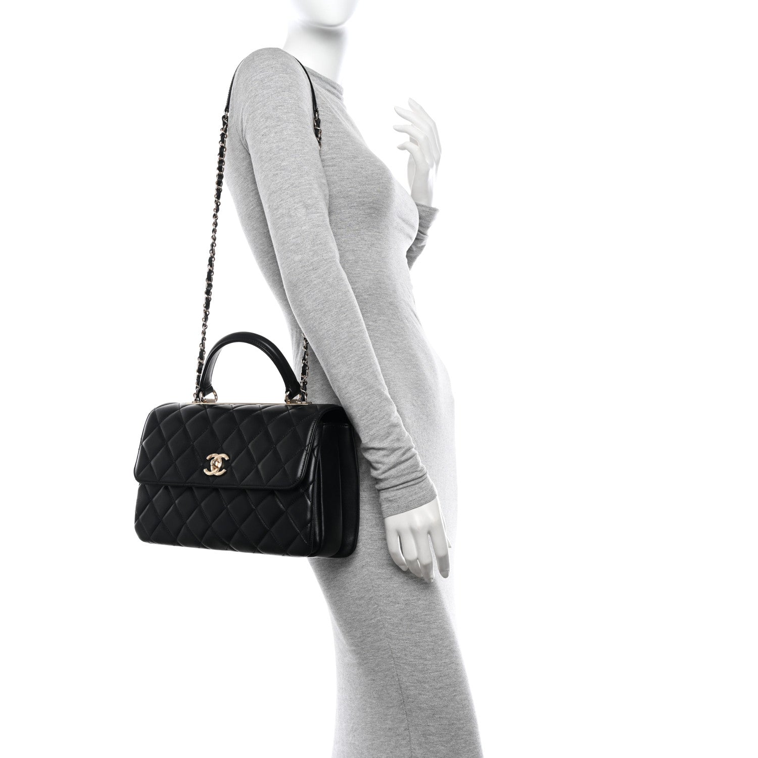 Chanel Lambskin Quilted Medium Trendy CC Flap Dual Handle Bag Black 2 of 11