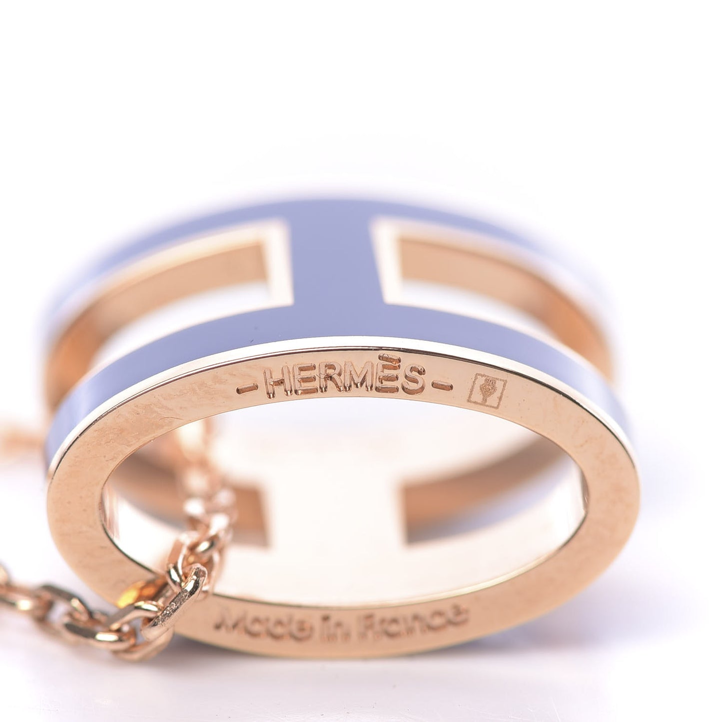 Lacquered Rose Gold Pop H Pendant Necklace Bleu Royal
