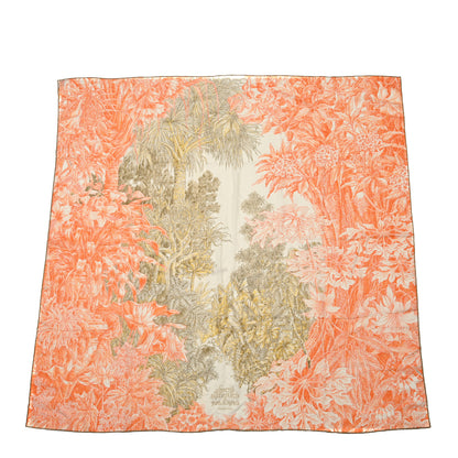 Hermes Cashmere Silk All 'Orto Botanico Di Palermo Shawl 140 Orange White Vert Chartreuse 1 of 6