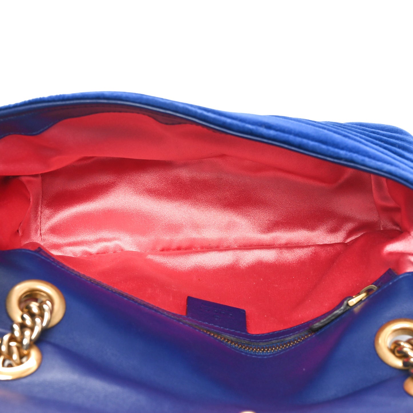 Velvet Matelasse Small GG Marmont Shoulder Bag Cobalt Blue