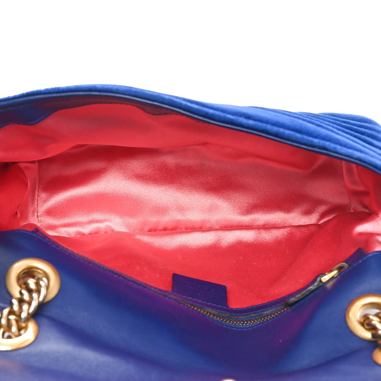 Gucci Velvet Matelasse Small GG Marmont Shoulder Bag Cobalt Blue 5 of 10