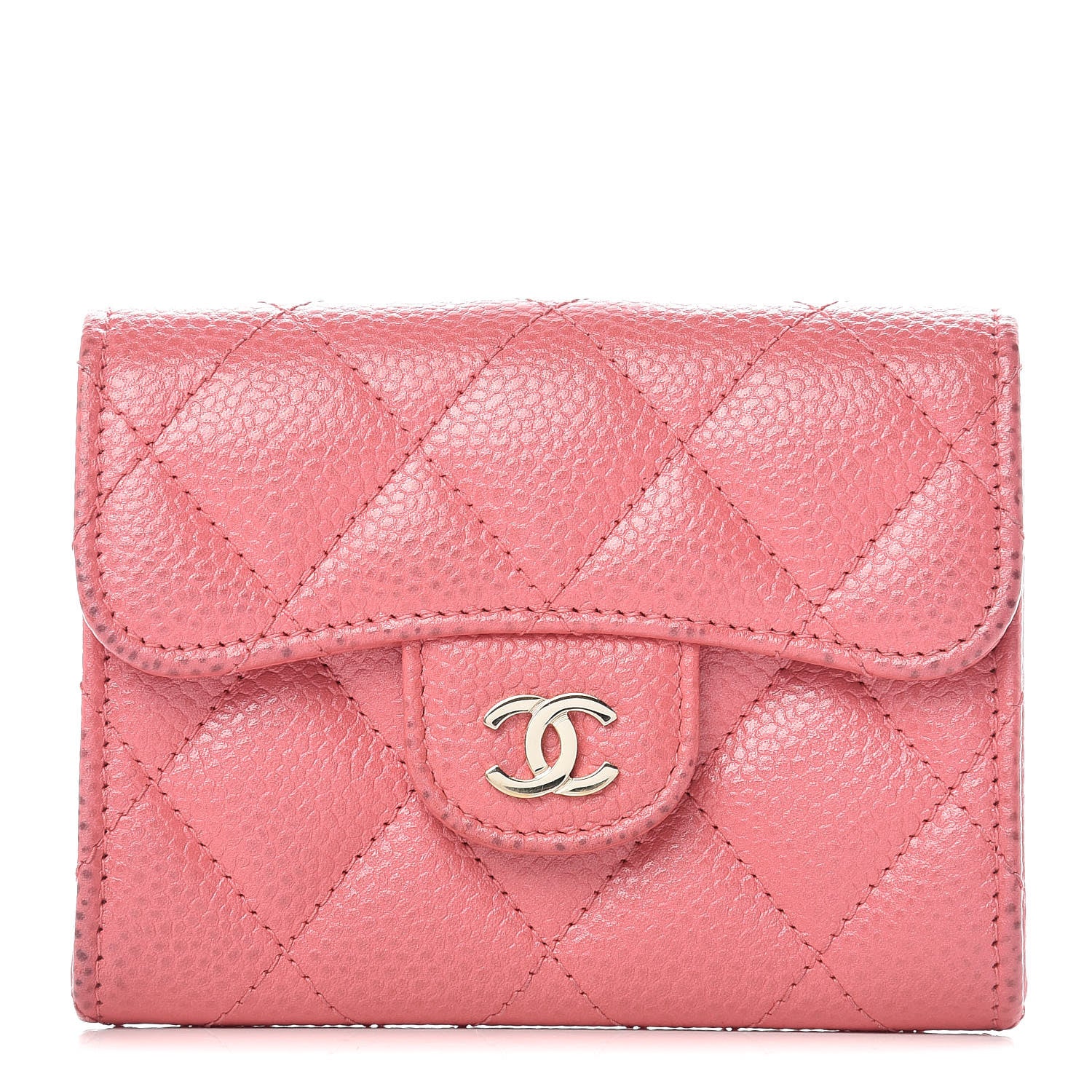 Chanel Caviar Quilted Flap Card Holder Pink 1 of 13