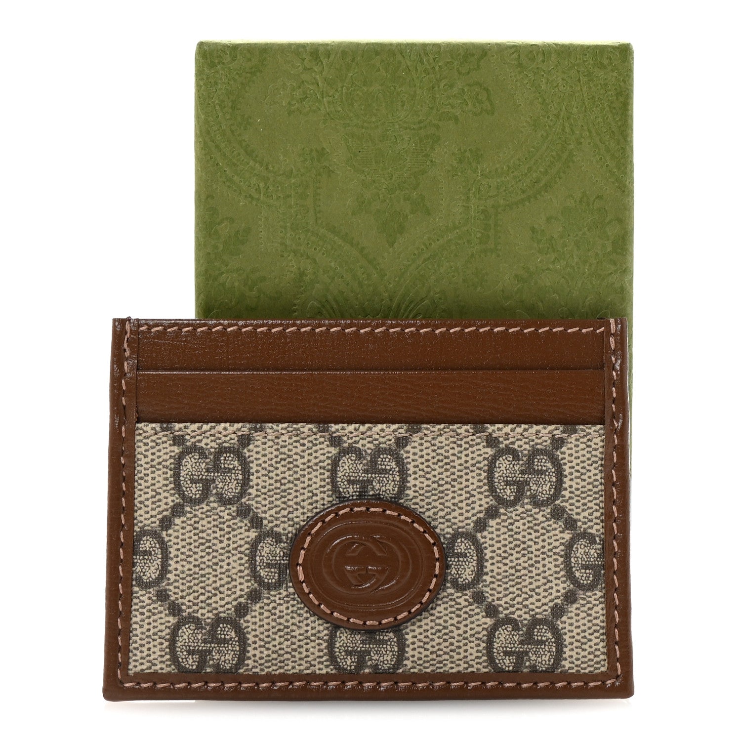 Gucci GG Supreme Monogram Azalea Calfskin Retro Interlocking G Card Holder Beige Ebony Brown Sugar 7 of 7