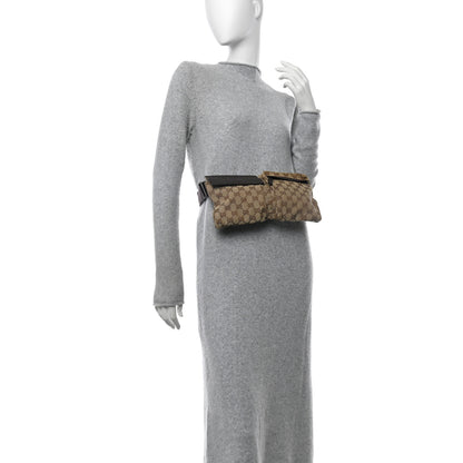 Gucci GG Monogram Double Pocket Belt Bag Dark Brown 2 of 13