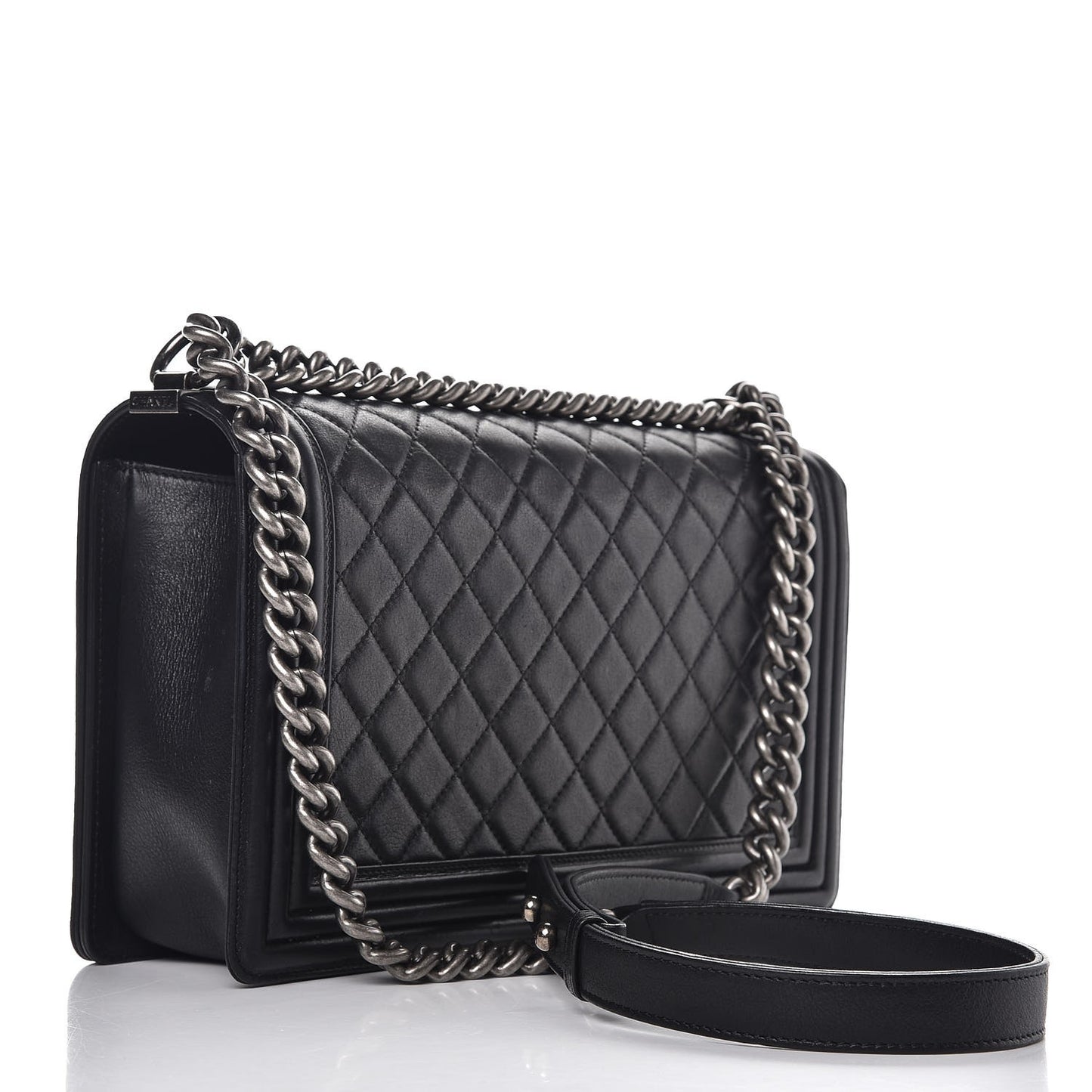 Lambskin Quilted New Medium Boy Flap Black