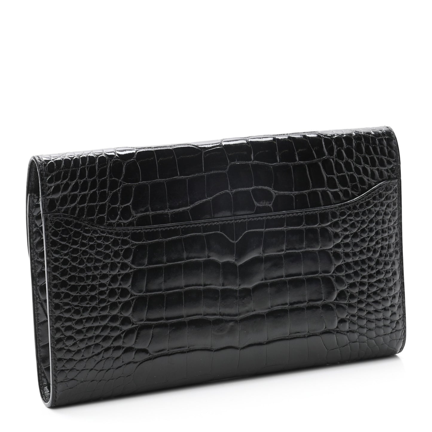 Shiny Alligator Constance Long Wallet Black