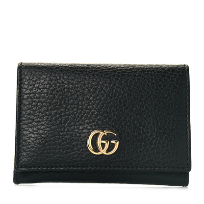 Gucci Pebbled Calfskin GG Marmont Card Case Black 1 of 9