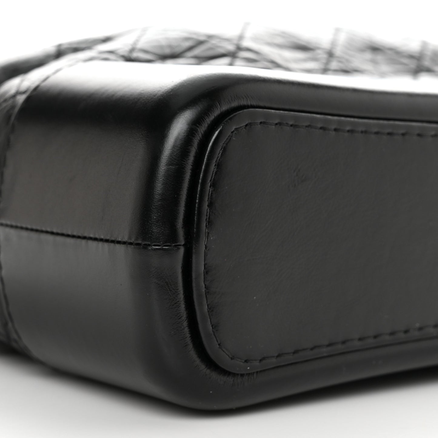 Aged Calfskin Quilted Small Gabrielle Logo Hobo Black