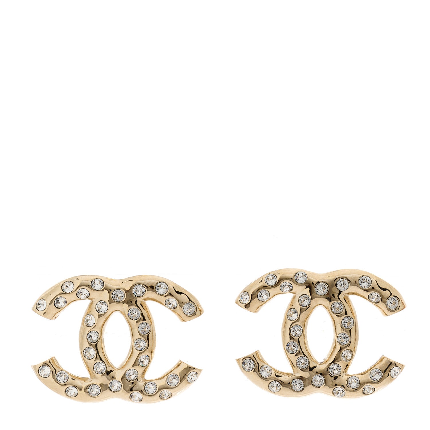 Chanel Metal Crystal CC Earrings Gold 1 of 4
