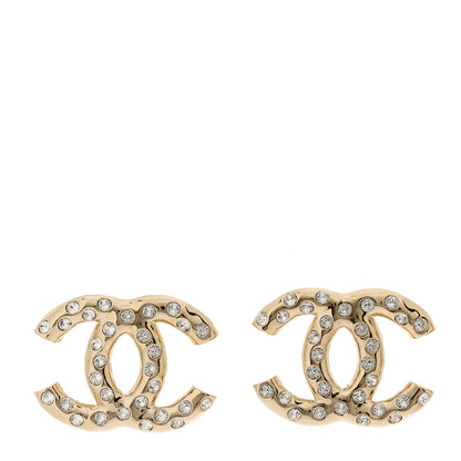 Chanel Metal Crystal CC Earrings Gold 1 of 4