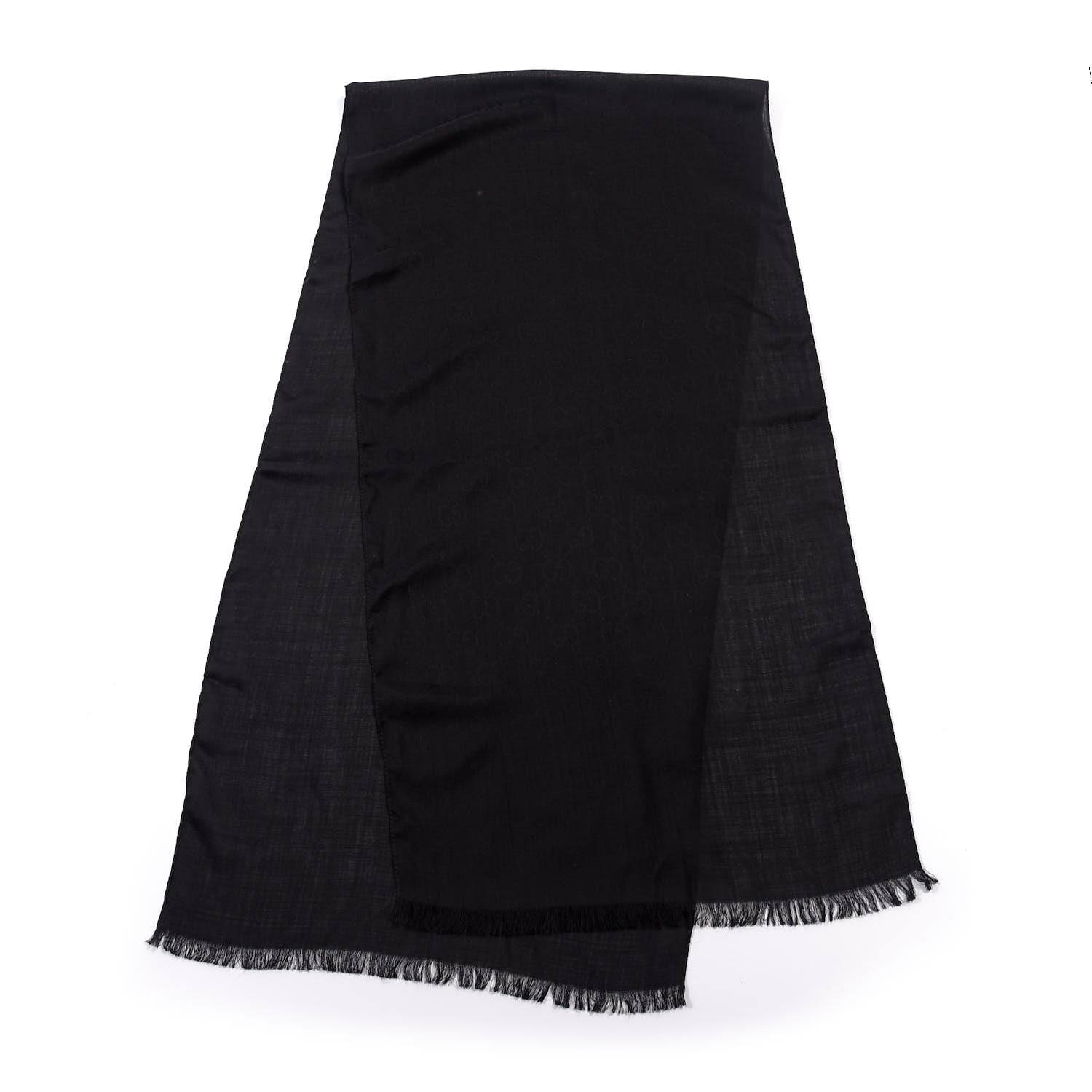 Gucci Wool Silk GG Monogram GGNat Scarf Black 2 of 4