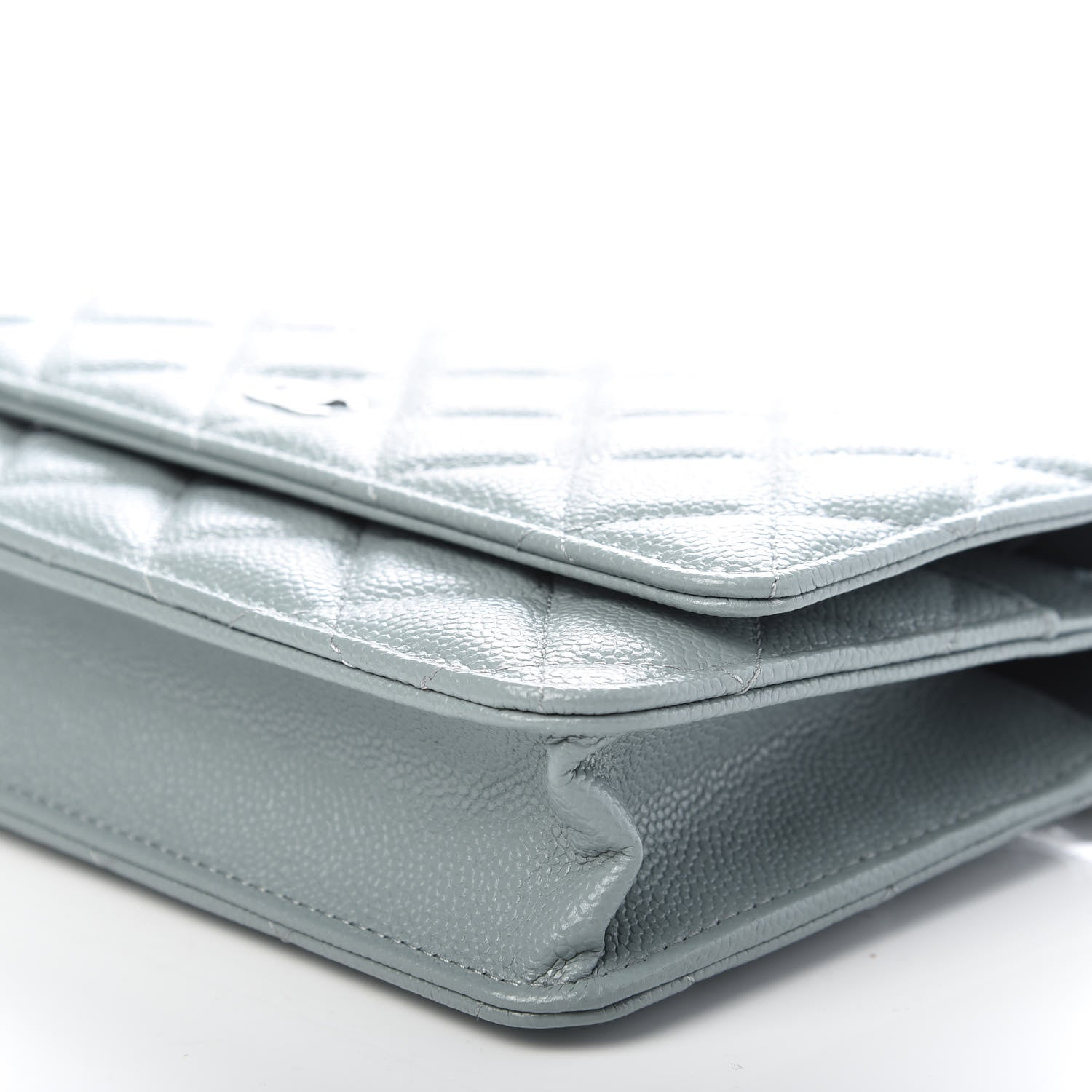 Chanel Iridescent Caviar Quilted Wallet On Chain WOC Light Blue 6 of 9