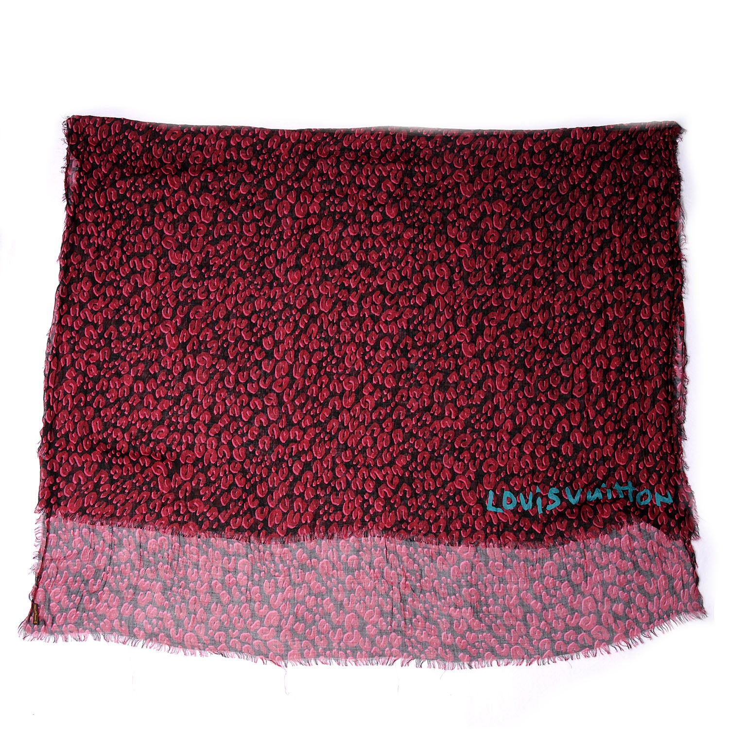 Louis Vuitton Cashmere Silk Leopard Stole Rose Pop 2 of 5