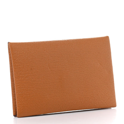 Hermes Chevre Mysore Verso Calvi Card Case Caramel Mauve Sylvestre 3 of 7