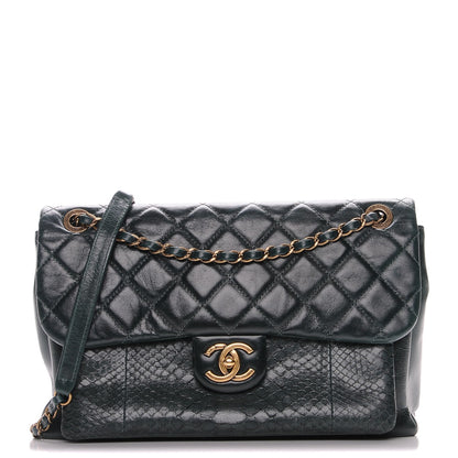 Chanel Calfskin Python Large Urban Mix Flap Dark Green 1 of 12