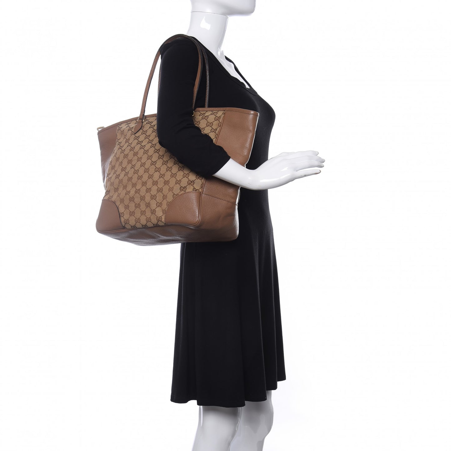 Monogram Medium Bree Zippered Tote Beige Dark Cipria