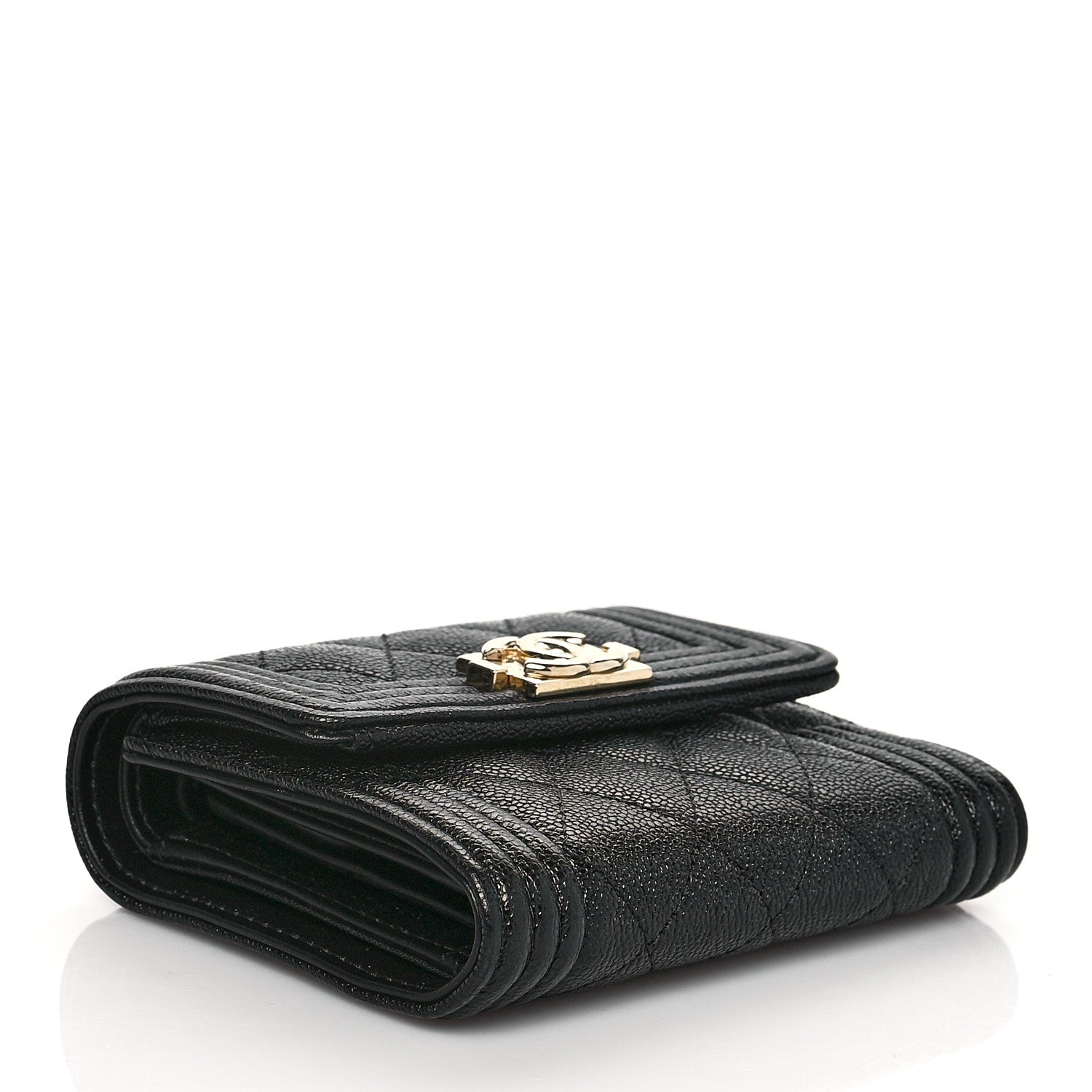 Chanel Caviar Quilted Compact Boy Wallet Black 4 of 7