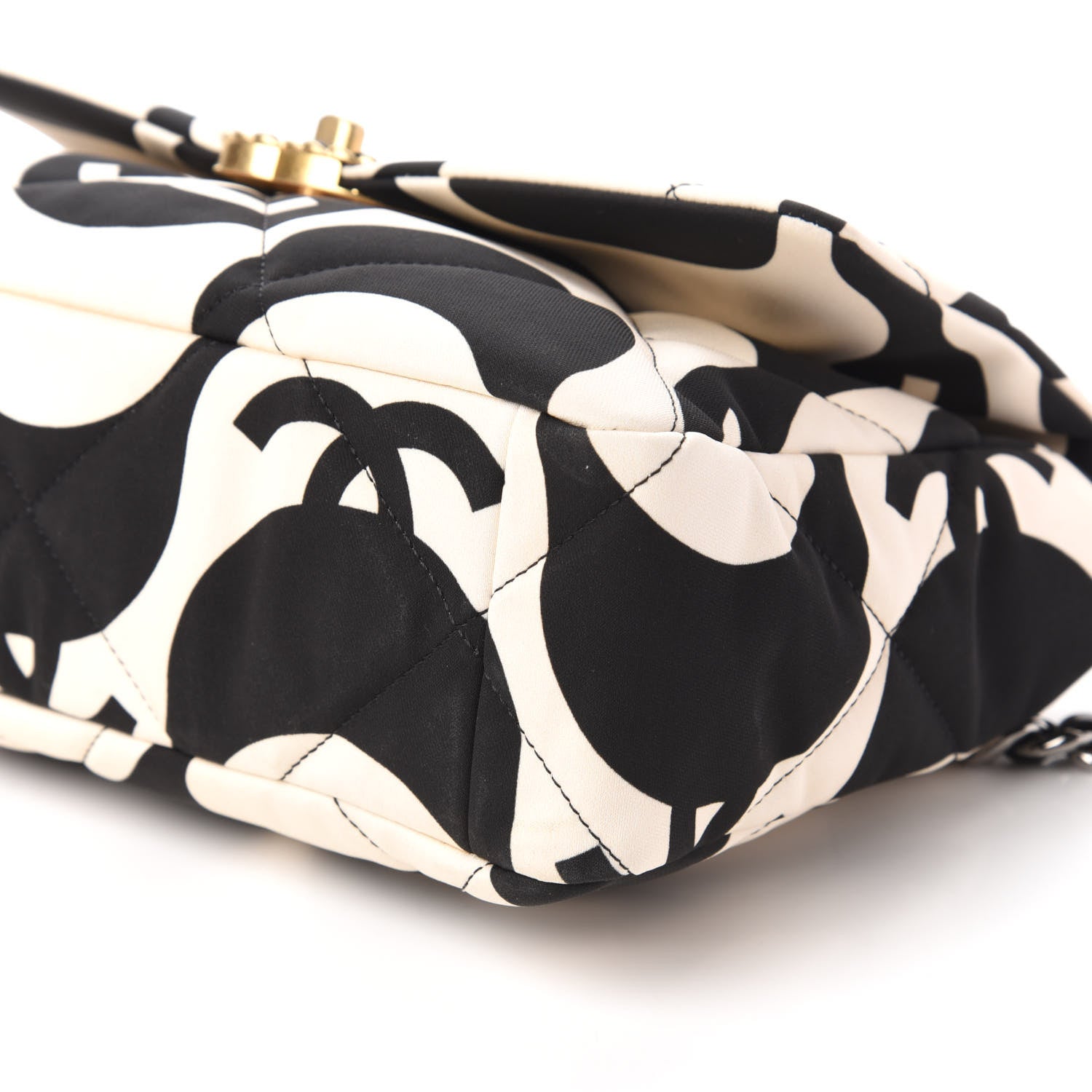 Chanel Fabric Printed Large Chanel 19 Flap Black Ecru 7 of 10
