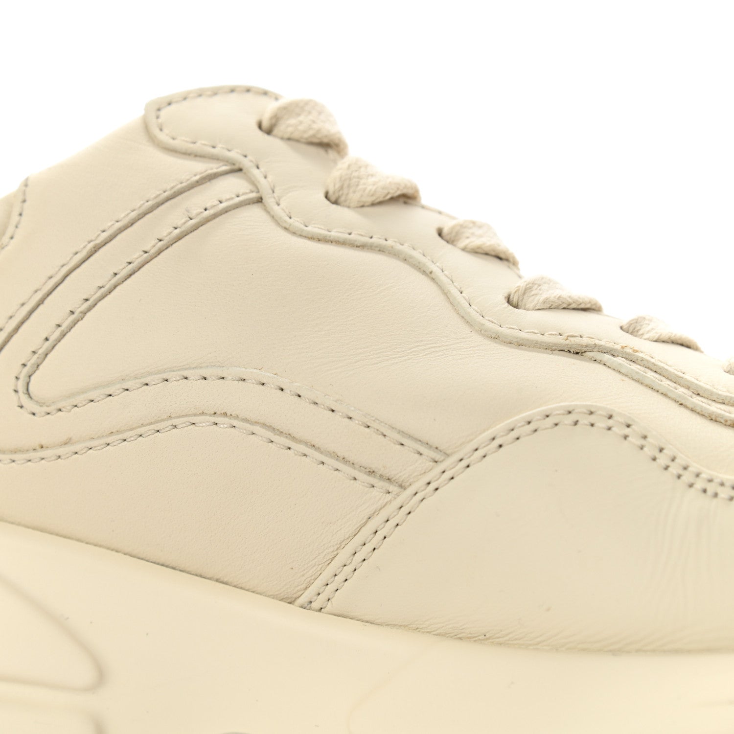 Gucci Calfskin Logo Womens Rhyton Sneakers 35.5 Ivory 9 of 11