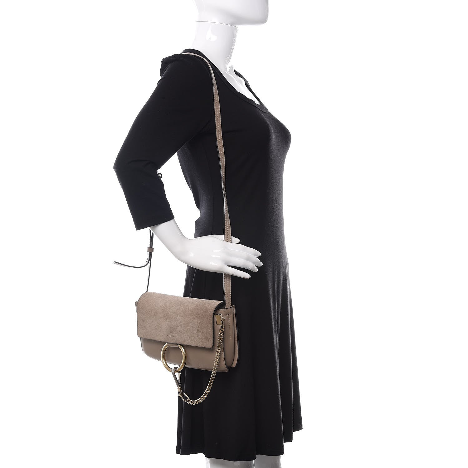 Chloe Suede Calfskin Small Faye Shoulder Bag Motty Grey 2 of 10