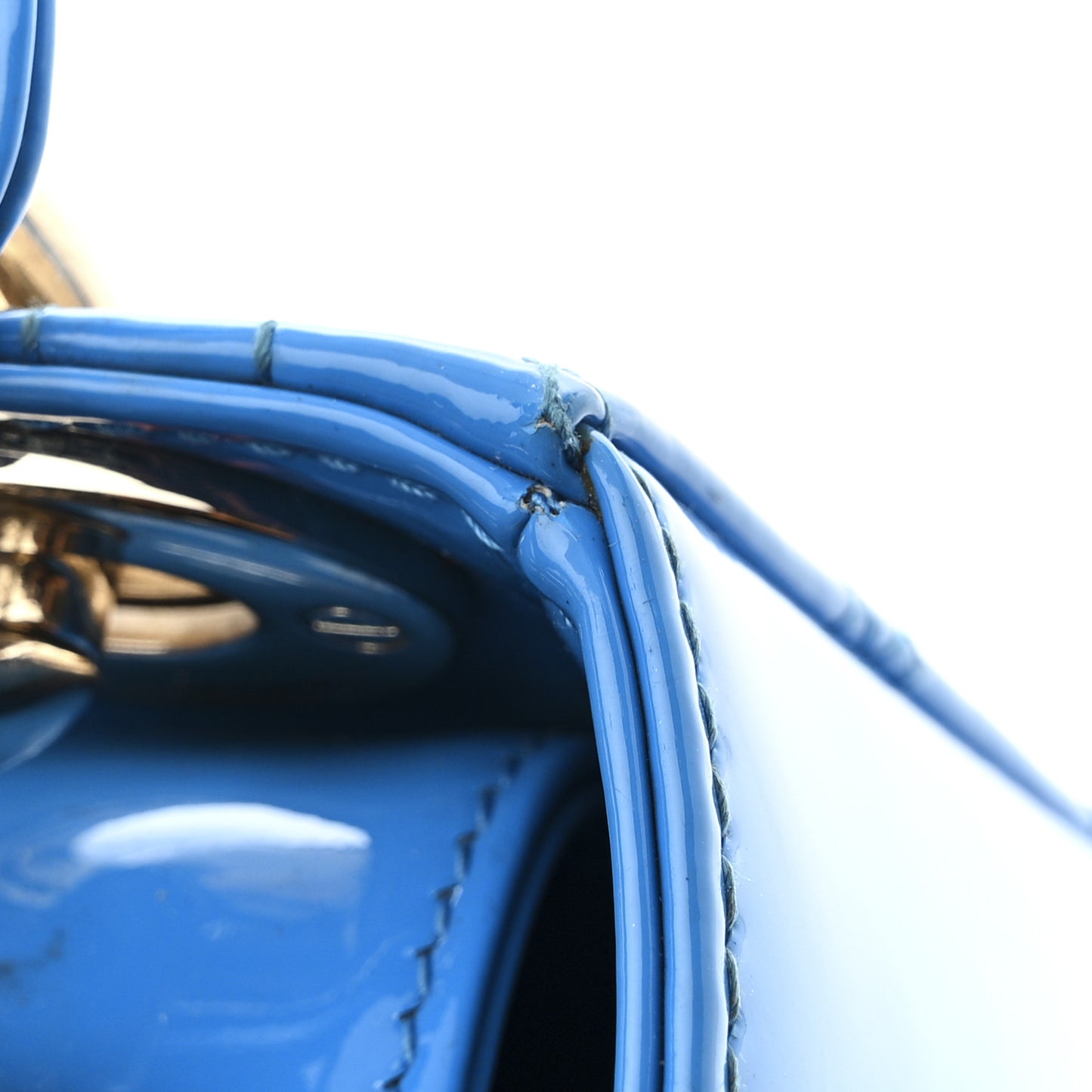Patent Cannage Mini Lady Dior Blue