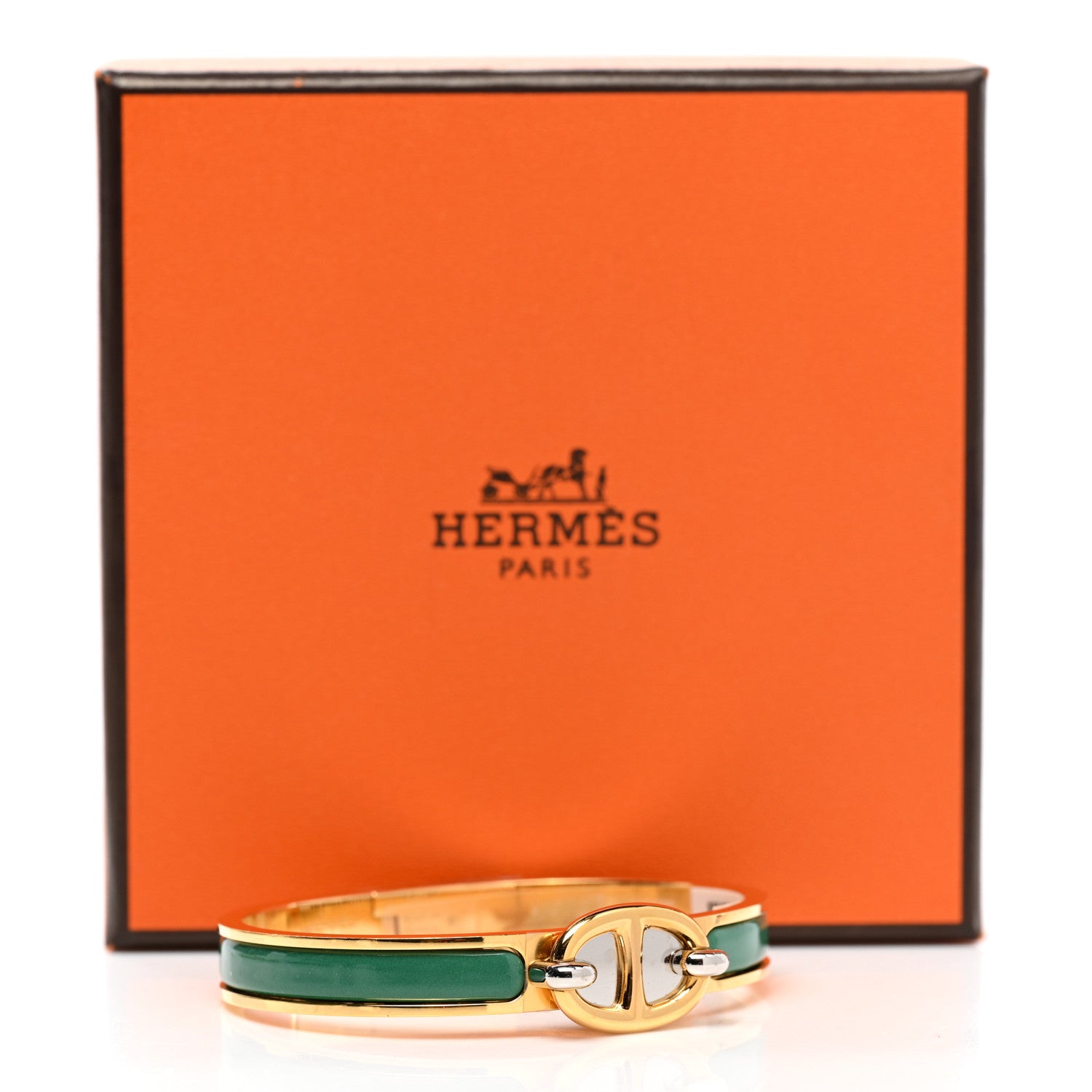 Hermes Enamel Mini Farandole Clic Chaine D'Ancre Bracelet Vert Flamboyant 6 of 6