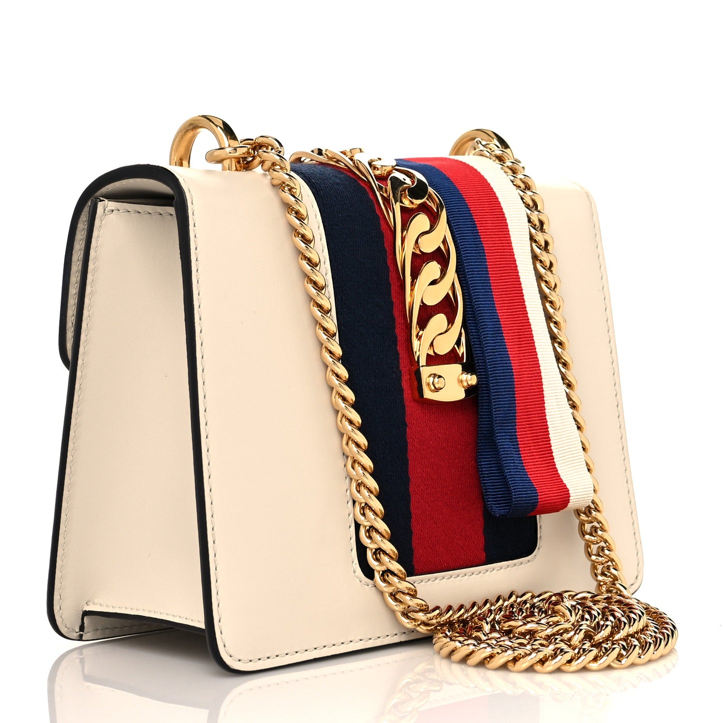 Calfskin Mini Sylvie Chain Shoulder Bag White