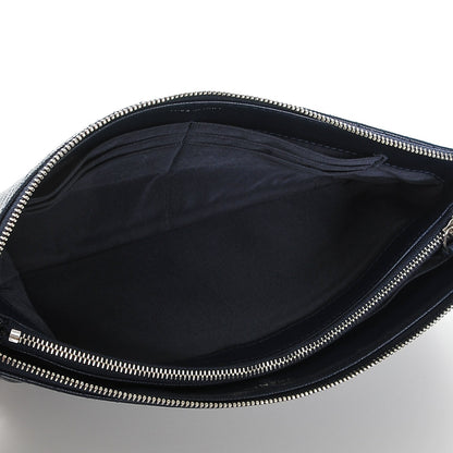 Chanel Caviar Chevron Quilted Large Zipped Clutch Navy 5 of 7