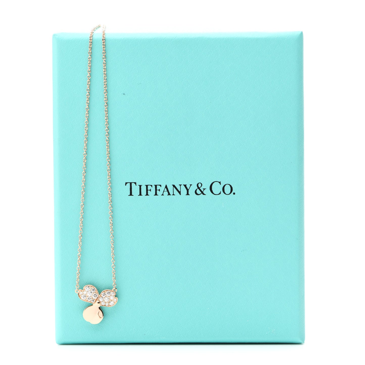 18K Rose Gold Diamond Paper Flowers Pendant Necklace
