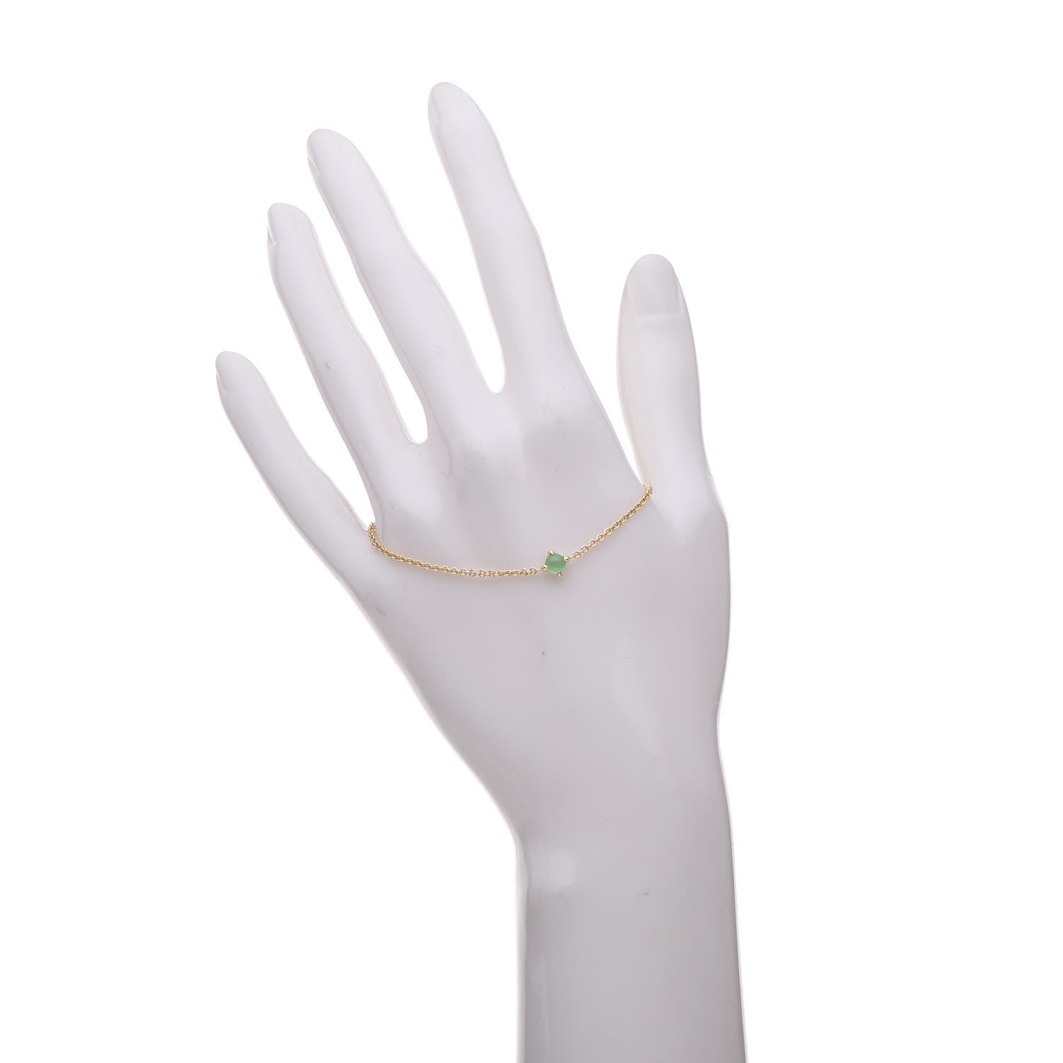 David Yurman 18K Yellow Gold 4mm Chrysoprase Chatelaine Bracelet 2 of 7