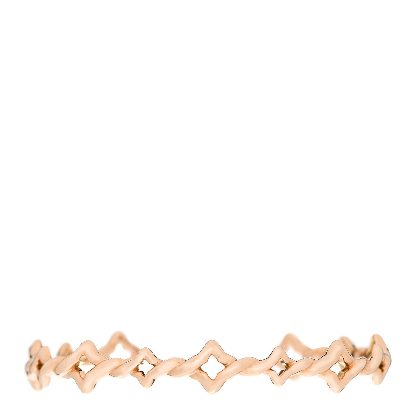 18K Rose Gold Venetian Quatrefoil Single Row Cuff Bracelet
