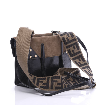 Fendi Agnello Old Shine Vitello Go Rain Small Flip Tote Black Marrone 4 of 10