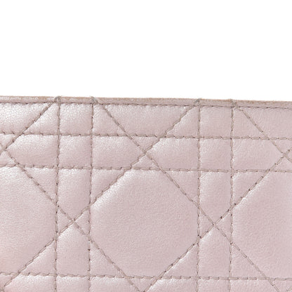 Christian Dior Metallic Lambskin Cannage Lady Dior Card Holder Pink 8 of 10
