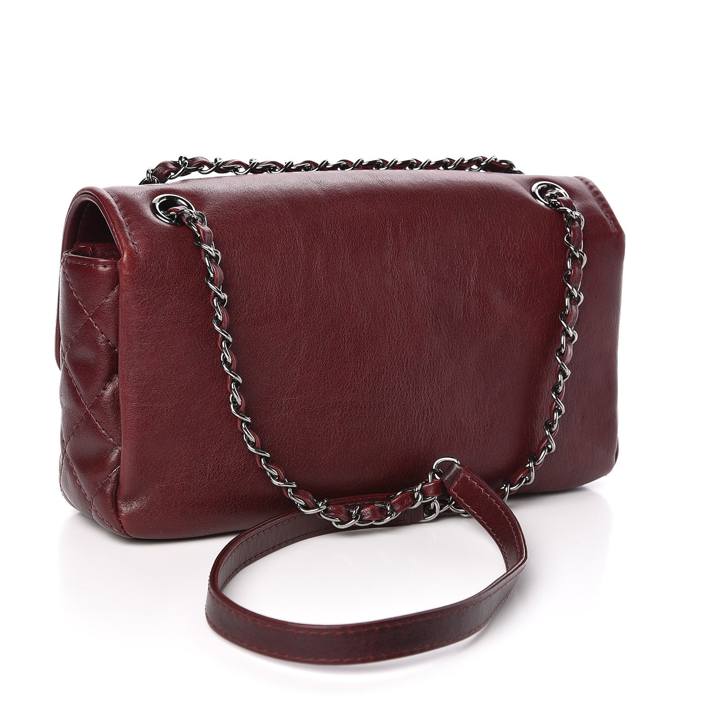 Calfskin Medium Flap Bag Dark Red