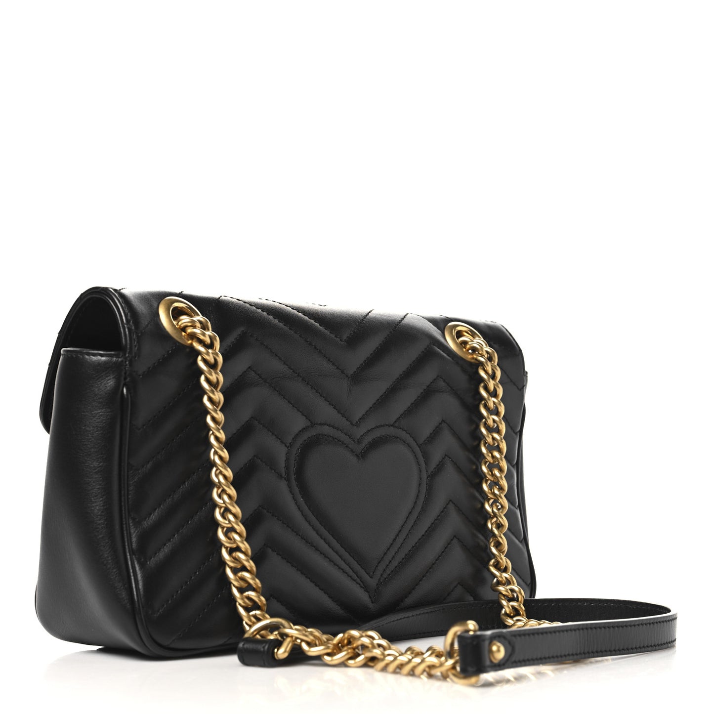 Calfskin Matelasse Small GG Marmont Shoulder Bag Black